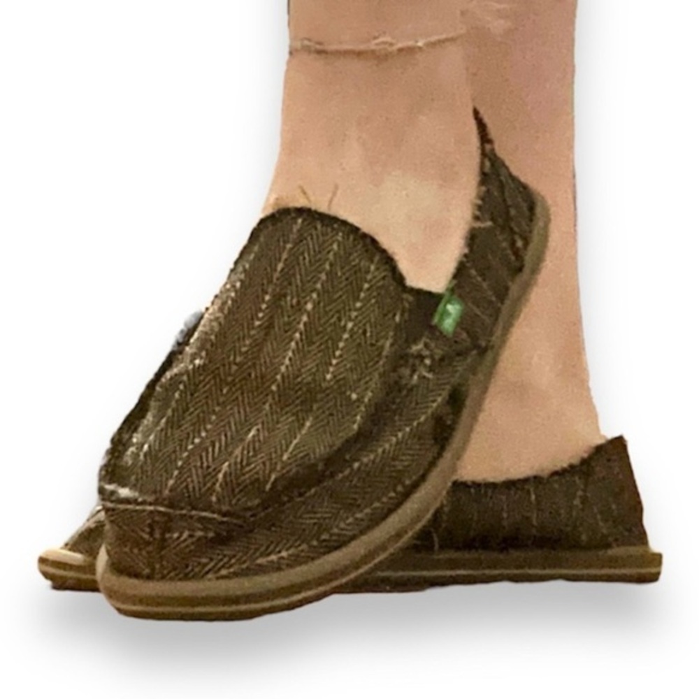 Sanuk Vagabond Brown Striped Rasta Slip On Shoes Women’s Sz 10 Beach Surf Summer